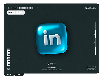 Frosted. Icons - 019 - Linkedin android blue frosted icon glass design glass icon glassmoprhism graphic design icon icon design icon pack icon set ios linkedin logo macos network neumorphism redesign social visionos