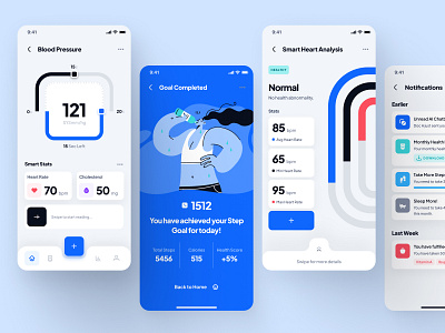 🩺asklepios UI Kit: AI Healthcare & Wellness App | Smart Health ai chatbot app blood pressure blue clean doctor fitness health healthcare minimal mobile monitoring nutrition patient sleep tracker ui ui kit virtual care wellness