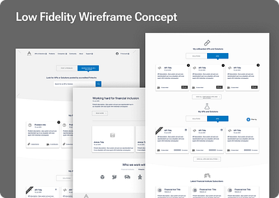 FinTech API Catalog - Wireframe Designs design exprience design ux visual design wireframe design