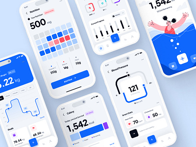 asklepios UI Kit: AI Healthcare & Wellness App | Health Tracker ai ai chatbot blue data diet fitness health health tracker healthcare healthcare ai healthcare app heart mobile monitoring nutrition tracker ui ui kit virtual care wellness