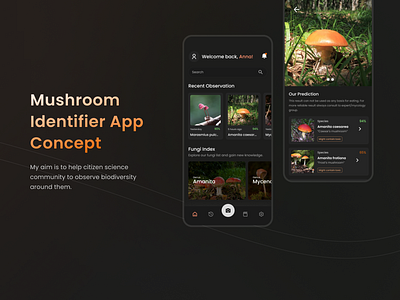 Mushroom Identifier App Concept biodiversity community app fungi fungi app mushroom mushroom app ngos