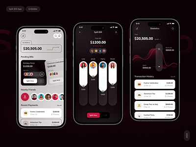 Split Bill App app app design app ui bill split bill splitting app fintech fintech app mobile mobile app mobile ui send money app split app split bill app split bill app design ui ui design uiux wallet app