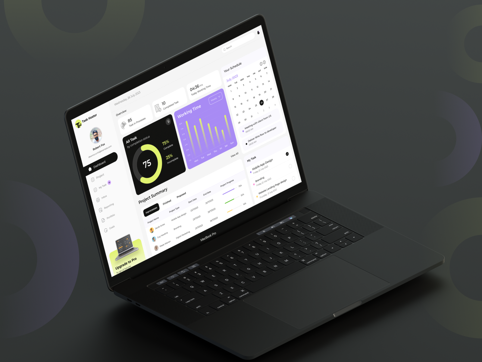 Task Manager | Dashboard Design✨ analytics dashboard design desktop management mini minimal new project management report tasks team team manager ui user interface ux web design