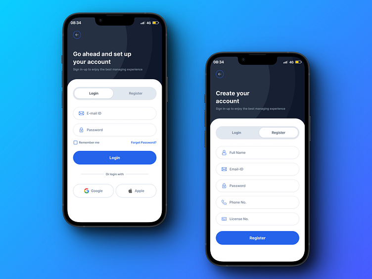 Sign up/Login Screen Mobile App UI by Shreyansh on Dribbble