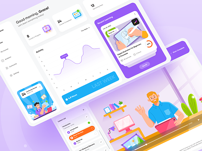 Eduverse - Course Dashboard branding colorful course dashboard delightful design figma fun graphic design happy illustration improve learning purple rounded skill ui ux vector