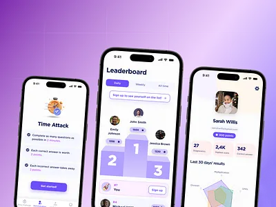 Arithmatrix - Quiz App - Redesign 3d abstract appdesign art branding clean creative dailyui design designinspiration dribbble dribbbleinspiration figma gamification gfxmob graphic design leaderboard mobileapp trending userexperience