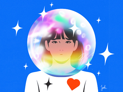 An astronout astronout character character design colors cosmos design eyes face hair heart illustration man people person portrait rainbow space stars vector woman