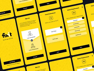 Concierge app screens ⚒️ colorful find professionals illustration iphone app location based mobile product design uiux design utility app