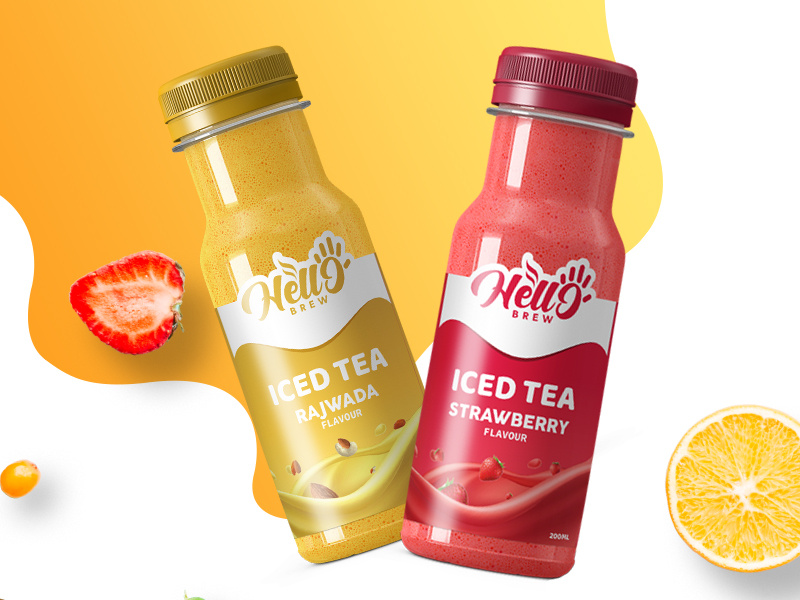 HELLO BREW | SMOOTHIE PACKAGING DESIGN & LABEL DESIGN bottle packaging brand identity branding design graphic design illustration juice box packaging logo logo design packaging packaging design