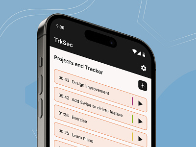 Time Tracker Mobile App - Home Screen management mood tracking orange project project management time tracking