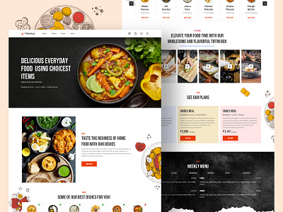 TiffinHub app branding breakfast colors design designer dinner food graphic design illustration logo lunch ondemand online onlineorder typography ui