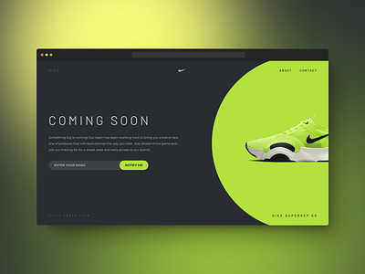 Nike coming soon page app coming soon design figma figmadesign nike page ui uidesign