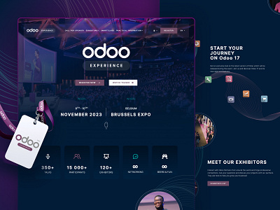 Odoo Experience - Website Design belgium blue blur dark design desktop event gradient mode odoo purple ui ux web website