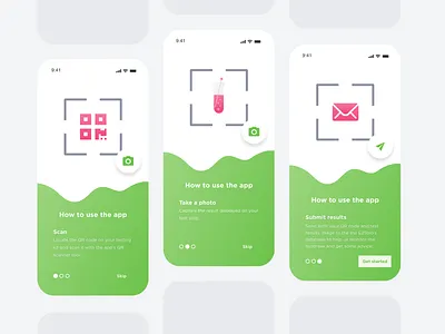 Covid test registration app camera app covid covid19 ios ios app mobile app mobile app design onboarding onboarding screens qr code ui