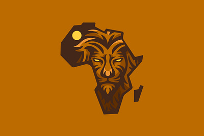 African Wild Lion Logo africa african animal branding bronze design dessert exclusive face habitat head illustration island king land lion logo sun tiger vector