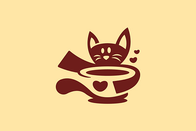 Coffee Lover Cat Logo animal branding cafe cat coffee cup cute design exclusive illustration kitten kitty logo love lover mascot modern mug restaurant vector