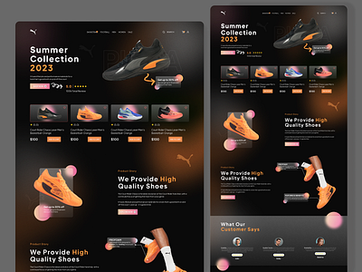 Shoes Store Landing Page branding dark graphic design ui uiux uiuxdesign webdesign