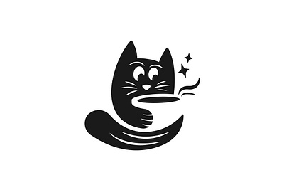 Coffee Cat Logo animal branding cafe cat character coffee cute delicious design exclusive illustration kitten kitty logo love mascot mug pet restaurant sale