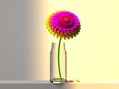 3d Art - Floret 🥀 3d graphic 3d model 3d render 3dart c4d render floral flower freelance freelancing glass high contrast illustration interior design maya modelling petals plant season summer vase vibrant
