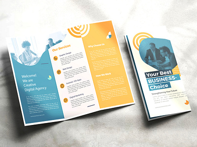 Brochure Design. Corporate Trifold Brochure Template With Modern