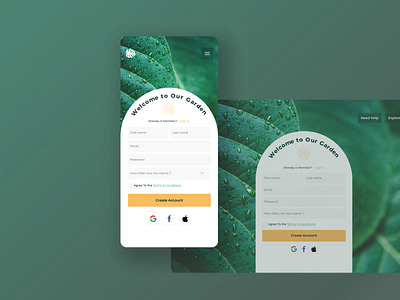 " Earthy " Sign up, Register, Responsive Design app branding design graphic design ui ux