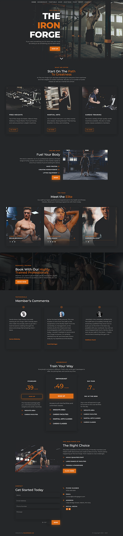 Website - The Iron Forge Gym dark dark blue fitness gym martial arts orange website weightlifting