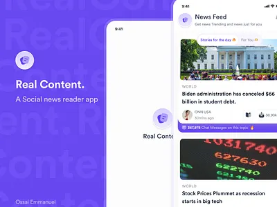 Real Content. - A social news reader app. dashboard design productdesign ui uiux ux