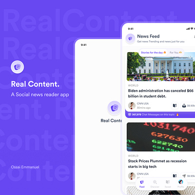 Real Content. - A social news reader app. dashboard design productdesign ui uiux ux