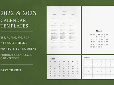 2022 & 2023 Calendar Templates