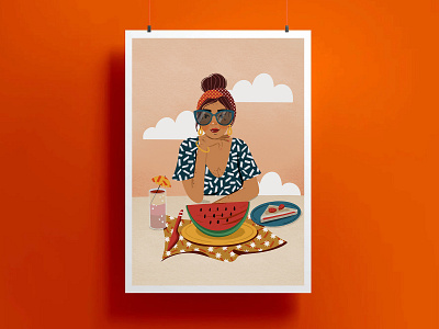 Watermelon. clean colorful colours design digital art digitalillustration illustration minimalism summer watermelon woman women