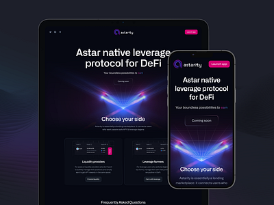 Astarity: Promo Page crypto dapp design landing landing page mobile design promo ui ui design ux ux design web design