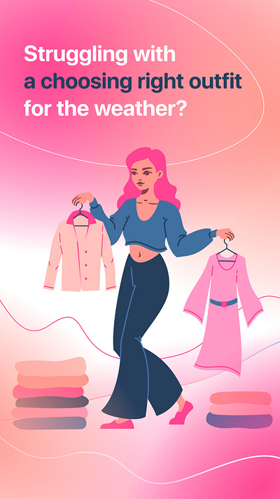 Slide for promotional animation for the app animation app clothes design girl illustration ui vector wardrobe