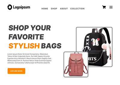 The E-Commers Bags Shop bags bags design bags drsign ui e commers shop ui web design ui