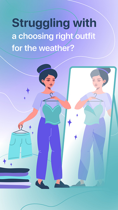 Slides for animation for the app animation clothes design girl illustration ui vector wardrobe