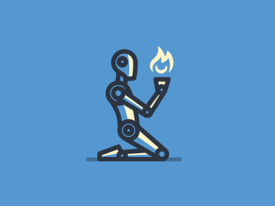 Prometheus bot logo bot brand branding fire for sale logo mark nagual design prometheus robot