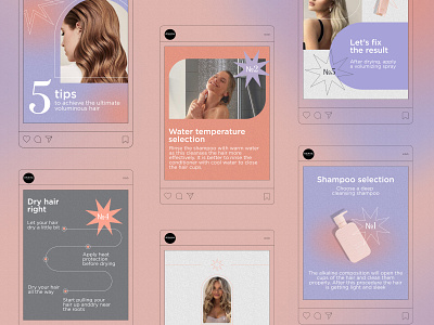 Creative for a cosmetic brand conrast cosmetic elements feed instagram mockup peach violet