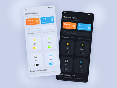 Smart Home Mobile App app design automation dark dashboard digital home home monitoring dashboard house management monitoring remote control security smart smart app smart device smart home smart house theme ui ux