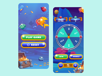 Gold Fish Gambling App casino clean fish gambling game game design gold fish ios mobile mobile design mobile game sea spin ui ui ux uiux