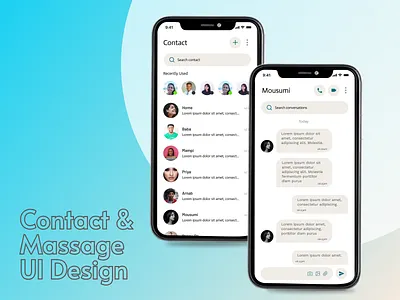 Contact & Massage UI Design chat ui contact contact massage ui conversation design figma massage ui ui