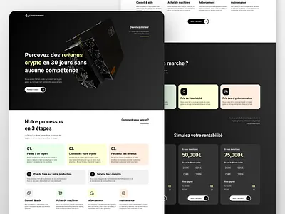 Crypto mining startup landing page crypto cryptomining dark dark mode dark theme grid landing landing page light mining modern modern design pastel startup ui web3 webdesign website