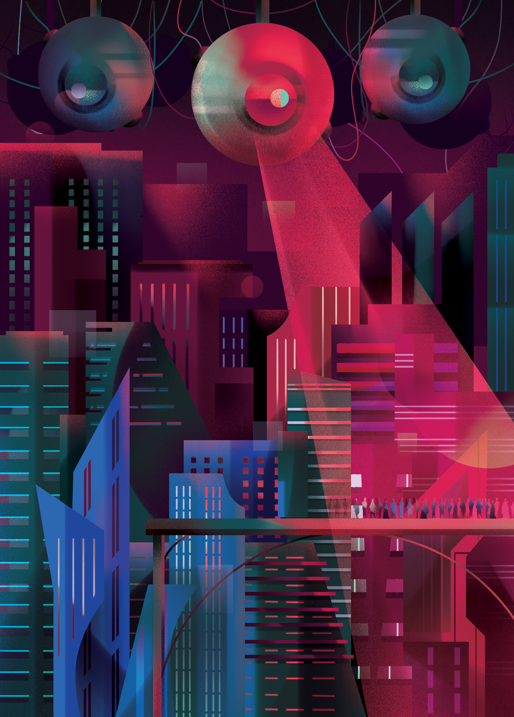 End of humanity 😱 ai ai vs humans city dystopia dystopian city editorial illustration machine machine learning robots sci fi