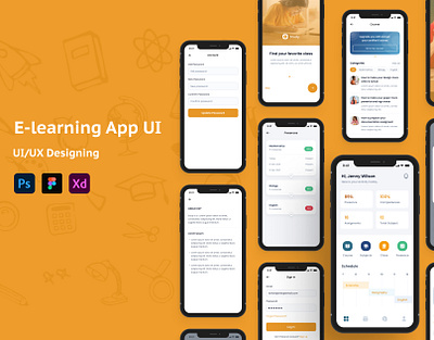 E-learning App UI application branding design graphic design illustration landing page mobile app ui ux