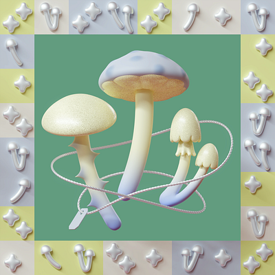 Mushrooms 3d illustration