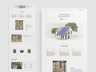 EcoHub web design - Illuminating Path to Sustainable Living beige branding design eco eco friendly graphic design green minimal minimalistic nature solar energy solar panels sustainable ui ui ux design web design