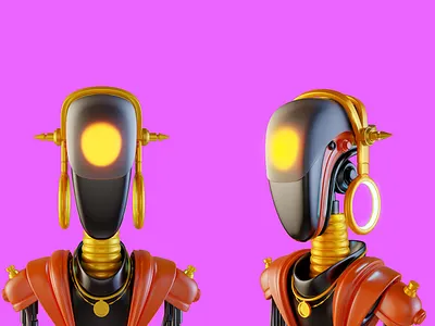 Robo tribal 2 3d android character concept cyborg illustration render robot scifi technology