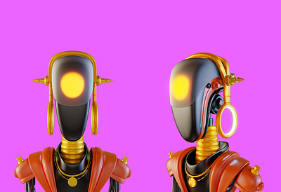 Robo tribal 2 3d android character concept cyborg illustration render robot scifi technology
