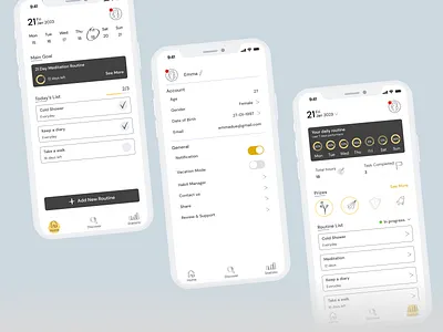 Routine app daily plan habit habit building habit monitoring habit tracking mobile mobile app planner product design productivity routine to do list to do tracking ui ux