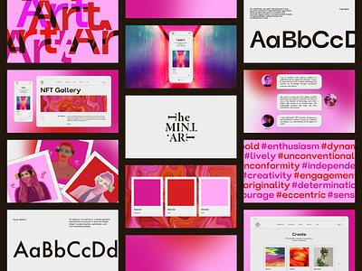 Brand Identity for NFT Platform 2d art brand identity branding colors design graphic design illustration landing page logo nft pink typography ui ux vector website