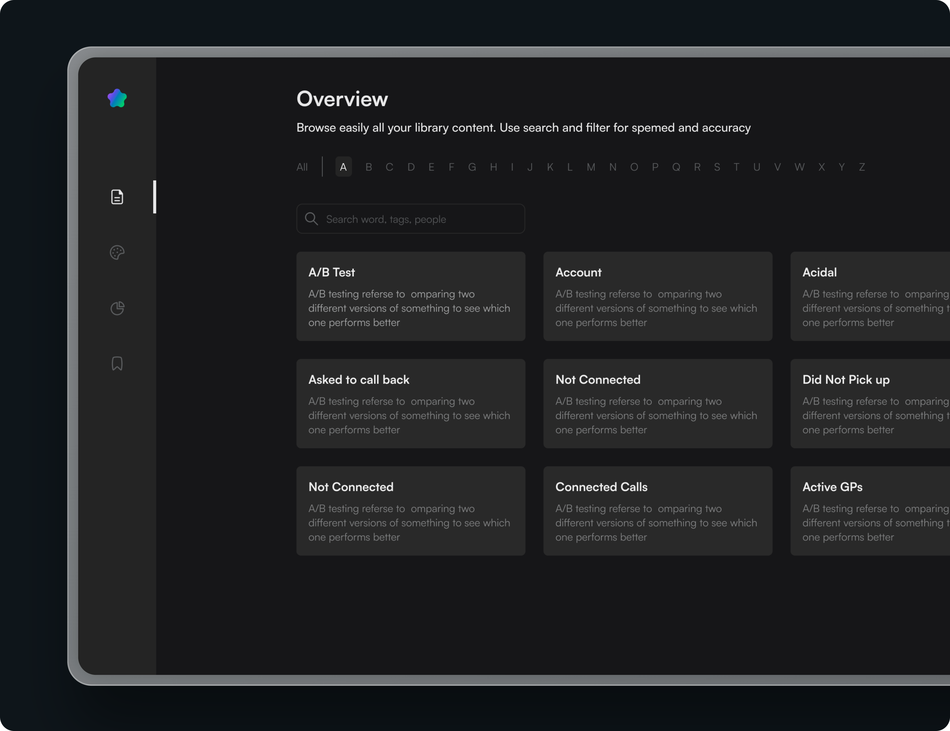 Glossr.io - Minimalistic glossary dark dark theme docs glossary vocabulary