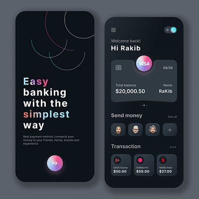 Banking App Design-UIDesignz app branding dashboard design graphic design illustration logo mobile app design ui ux